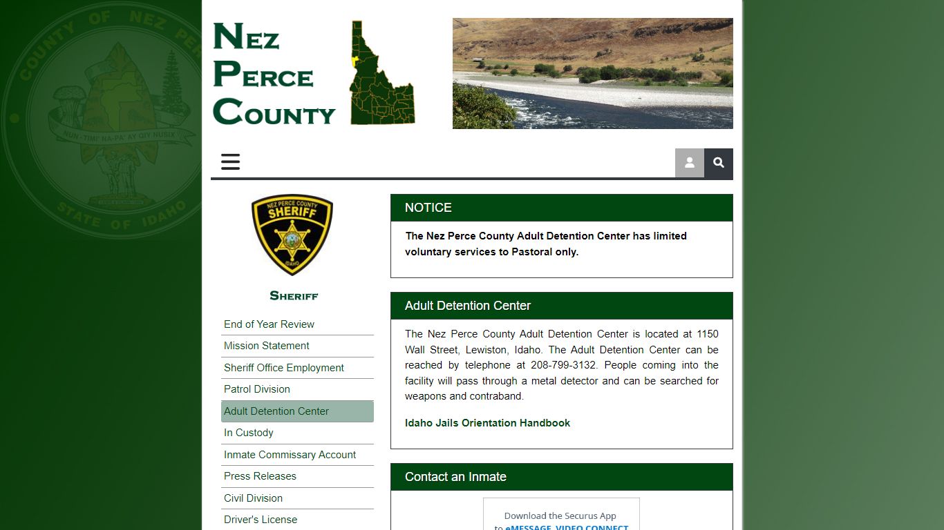 Adult Detention Center, Nez Perce County Sheriff