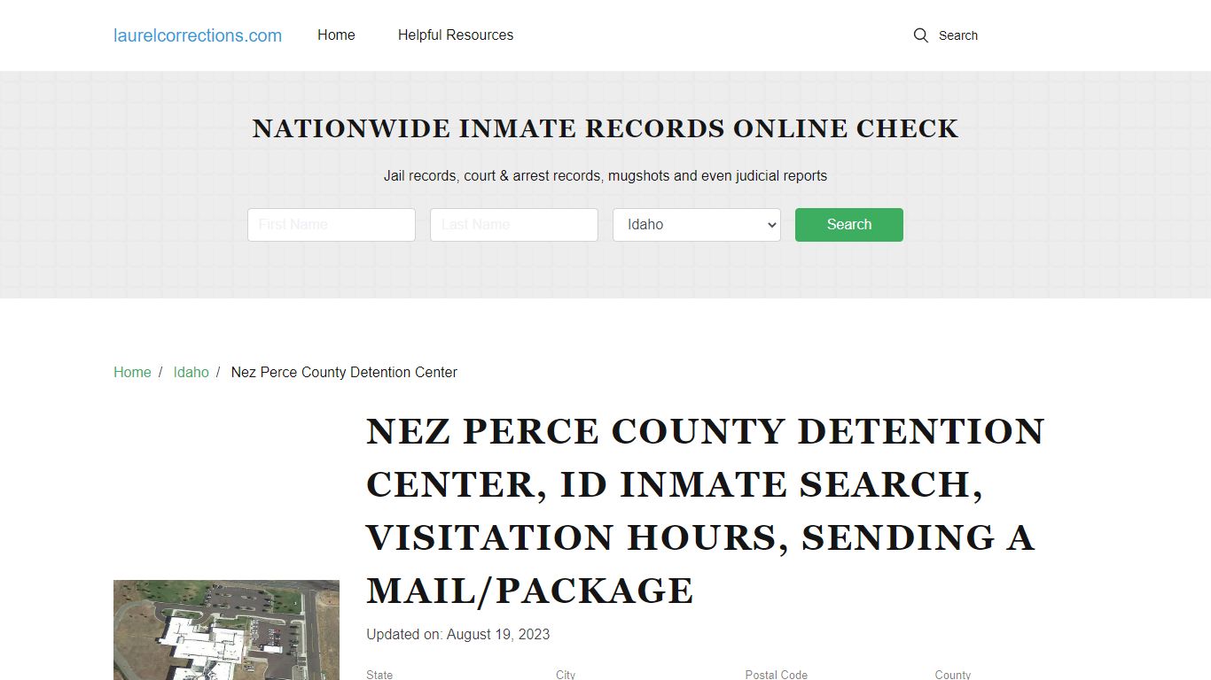 Nez Perce County Detention Center, ID Inmate Search, Visitation Hours